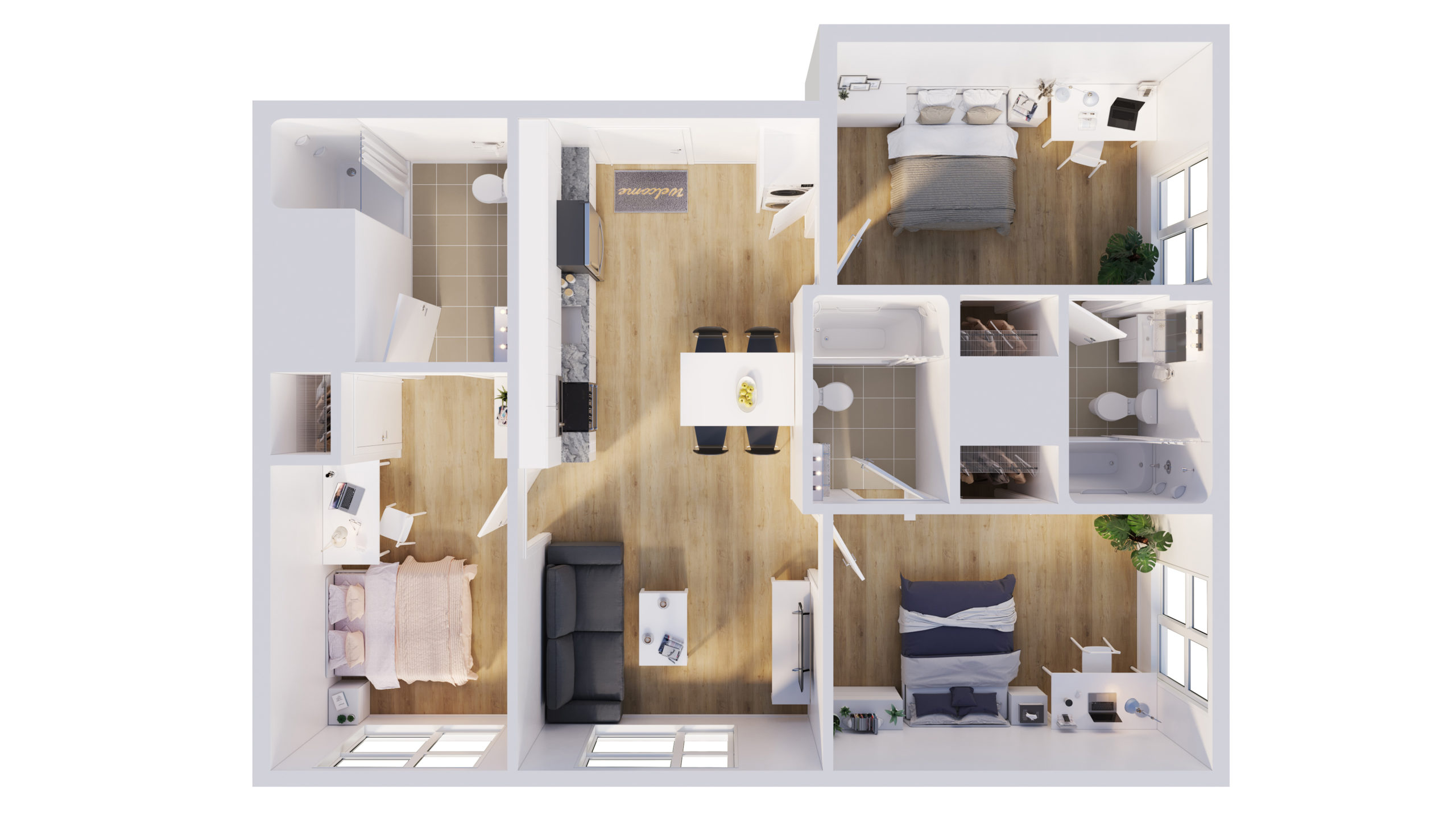 3-Bedroom Apartment Floor Plan